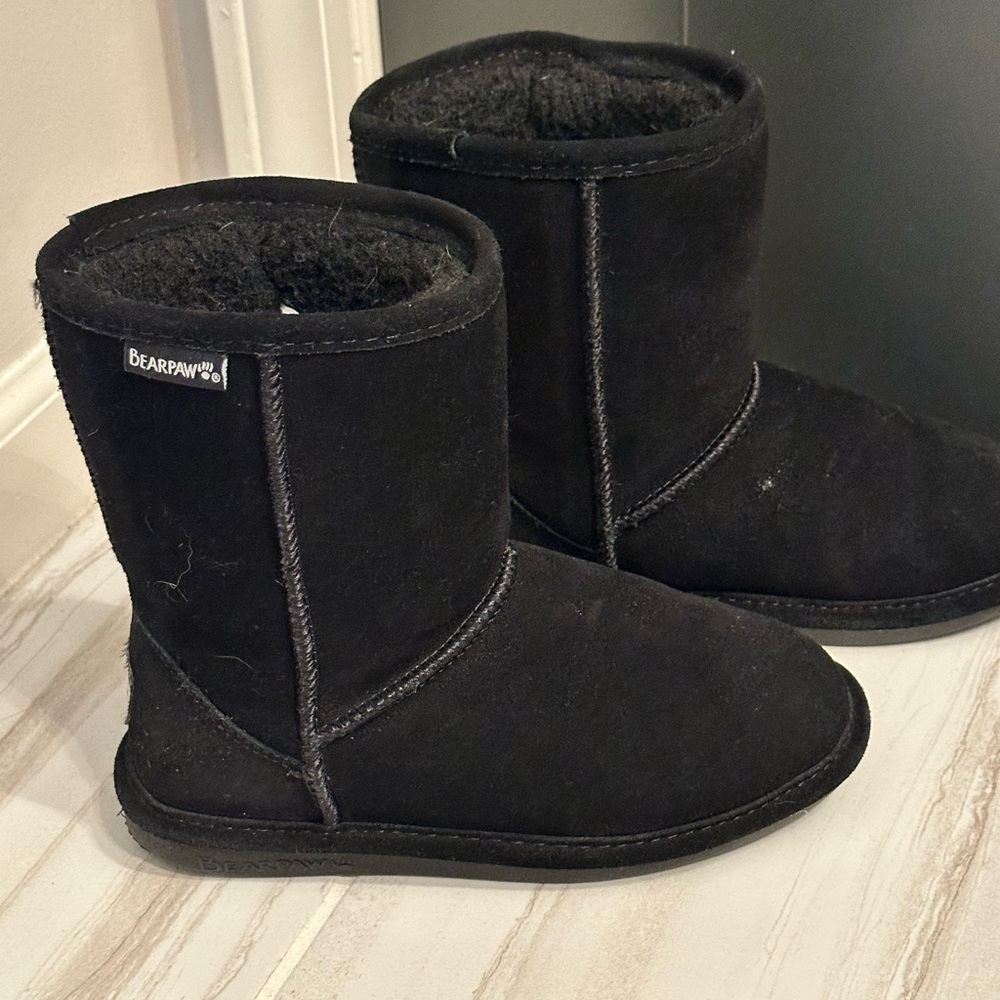 Bearpaw Youth Suede Boots Black Size 1